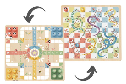 My Forest Friends wooden board game - Ludo, Snakes And Ladders, a fun kids game.