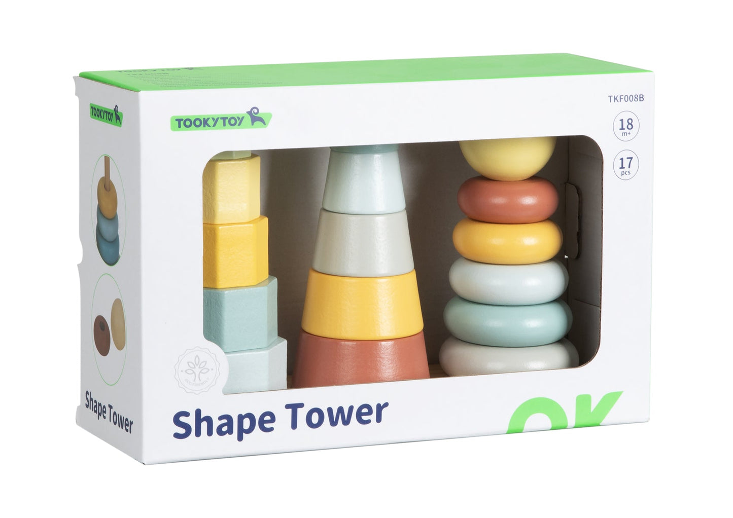 My Forest Friends Shape Tower | whimsical wooden toy for imaginative play and learning.