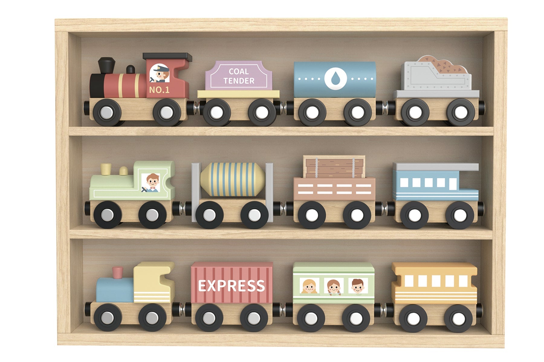 My Forest Friends Wooden Train and Carriage Set - Educational toy for kids imaginative play