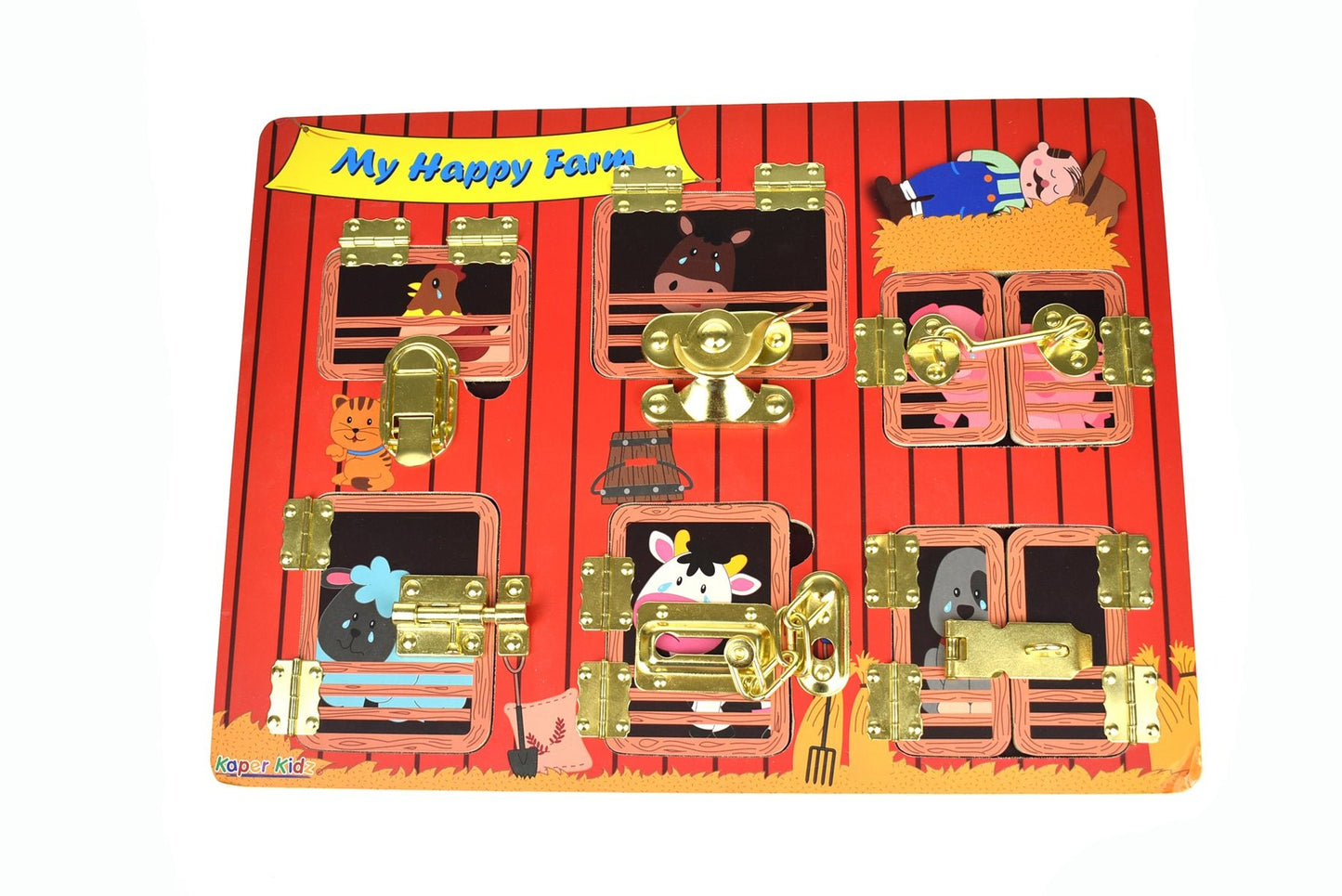 My Happy Farm Latches Puzzle | Interactive farm animal puzzle toy for engaging childrens playtime.