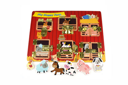 My Happy Farm Latches Puzzle | Colorful barn-themed toy with latches for fine motor skills.