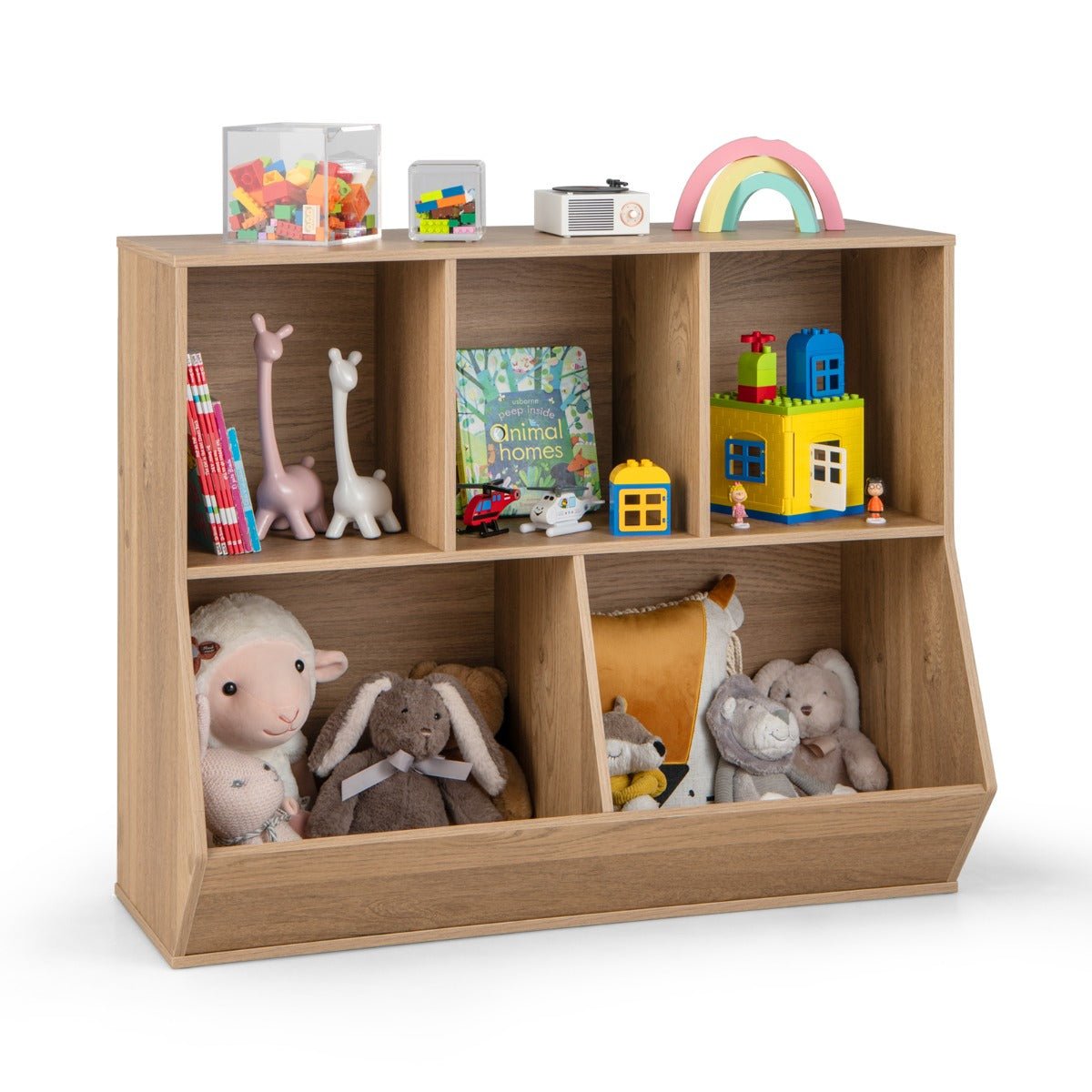 Kids Natural Toy Organizer with Footboard Shelf