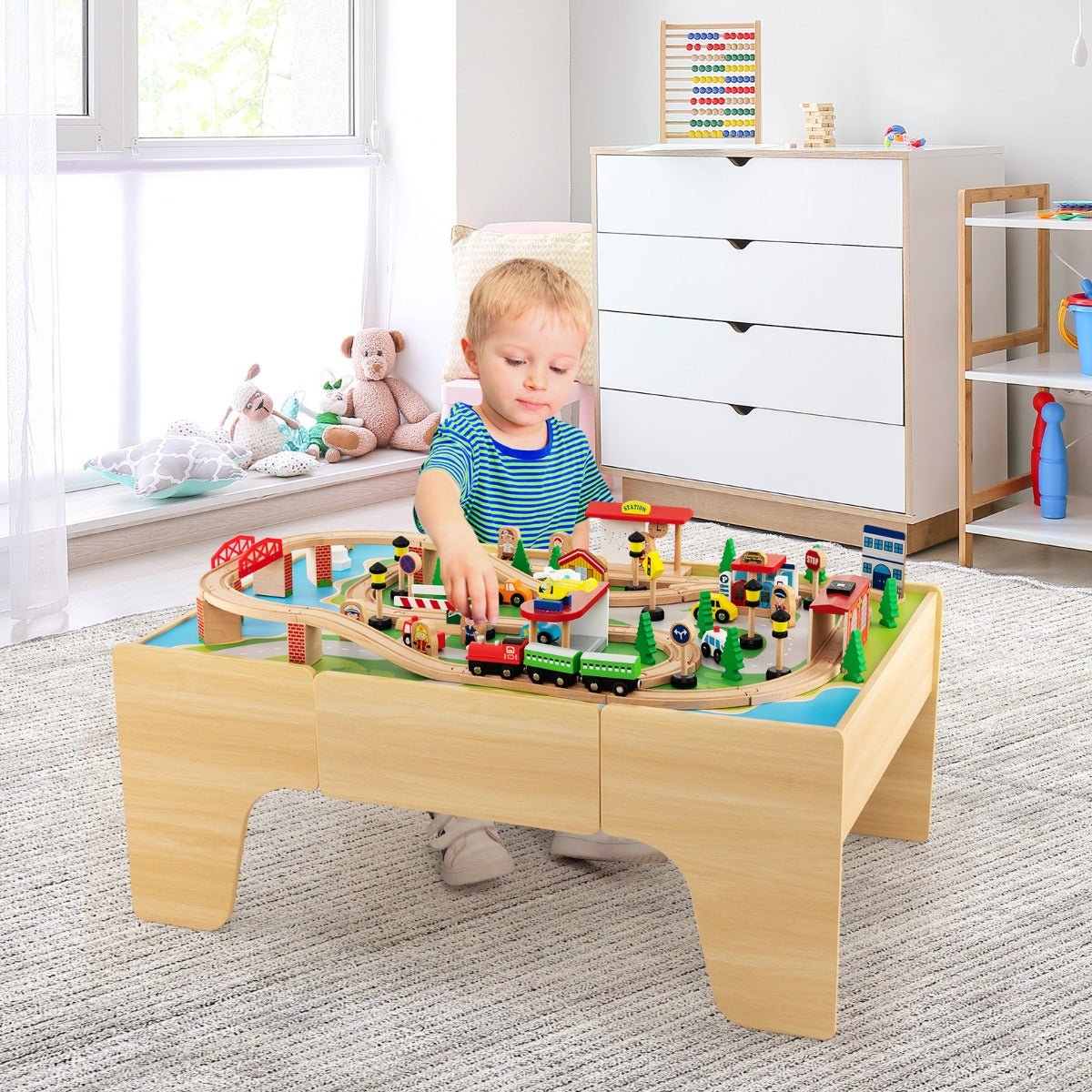 All Aboard for Playtime: Natural Wooden Train Set