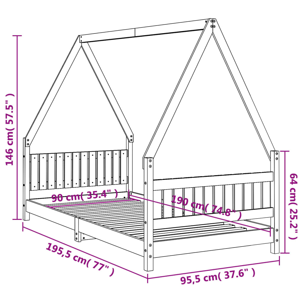 Kids solid pine house bed frame, adding magic to childrens bedroom decor.