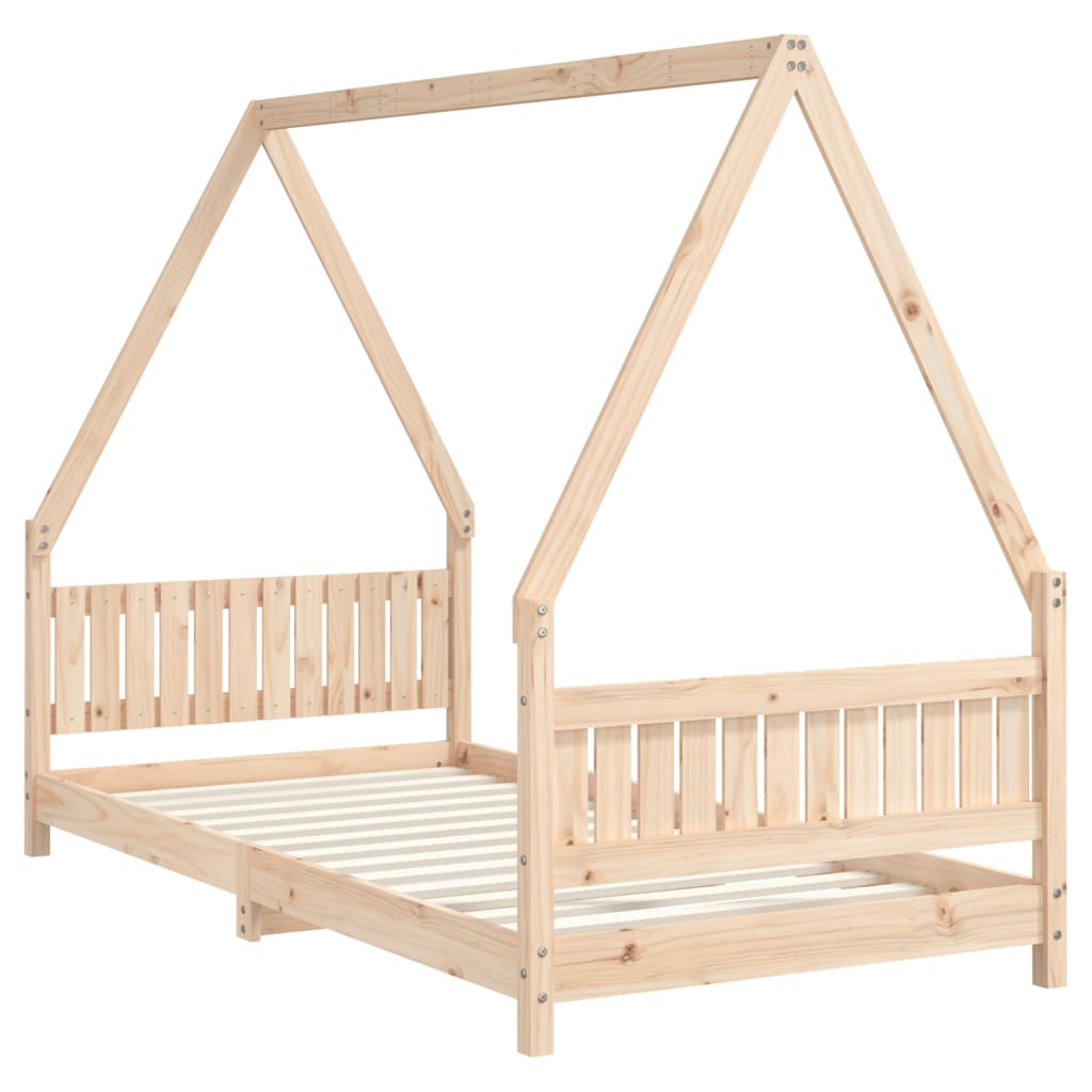 Kids house bed frame crafted from durable solid pine for a whimsical bedroom design.