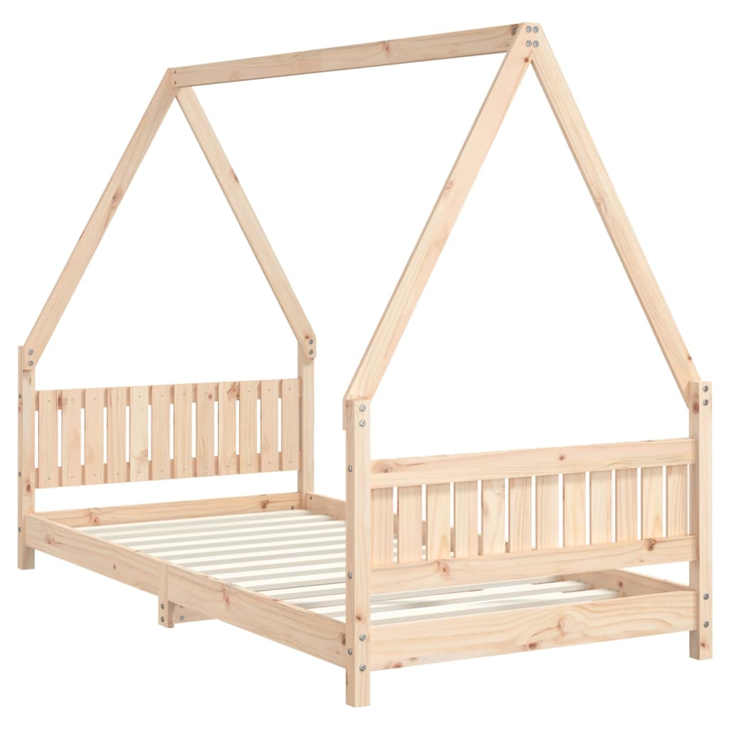 Solid pine house bed frame for kids, creating a magical and cozy sleep space.