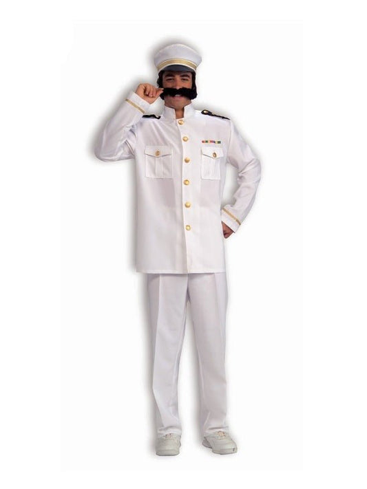 Navy Captain costume set with white uniform and cap for kids dress-up playtime