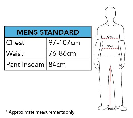 Size chart Navy Captain Costume Adult