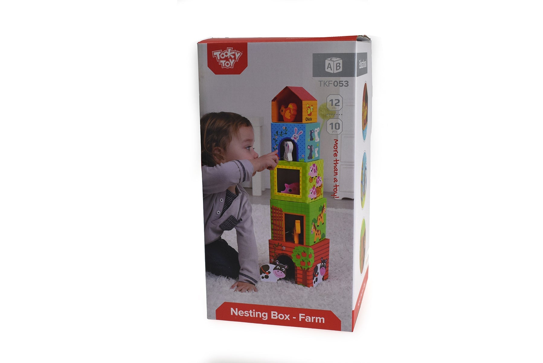 Kids farm-themed nesting box for imaginative play, ideal for organizing toys.