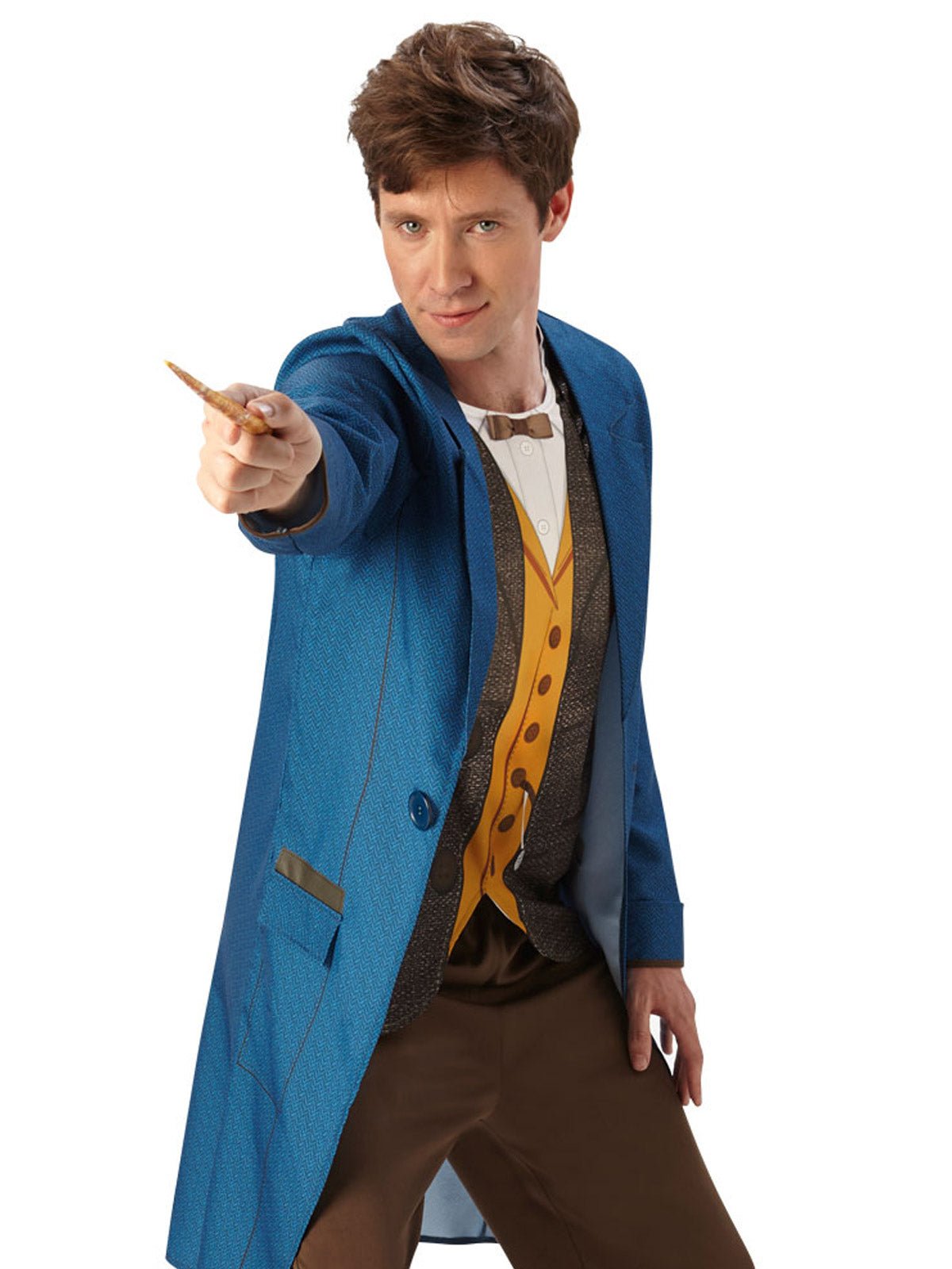 Newt Scamander adult costume for cosplay, Halloween, or dress-up, inspired by Fantastic Beasts movie.