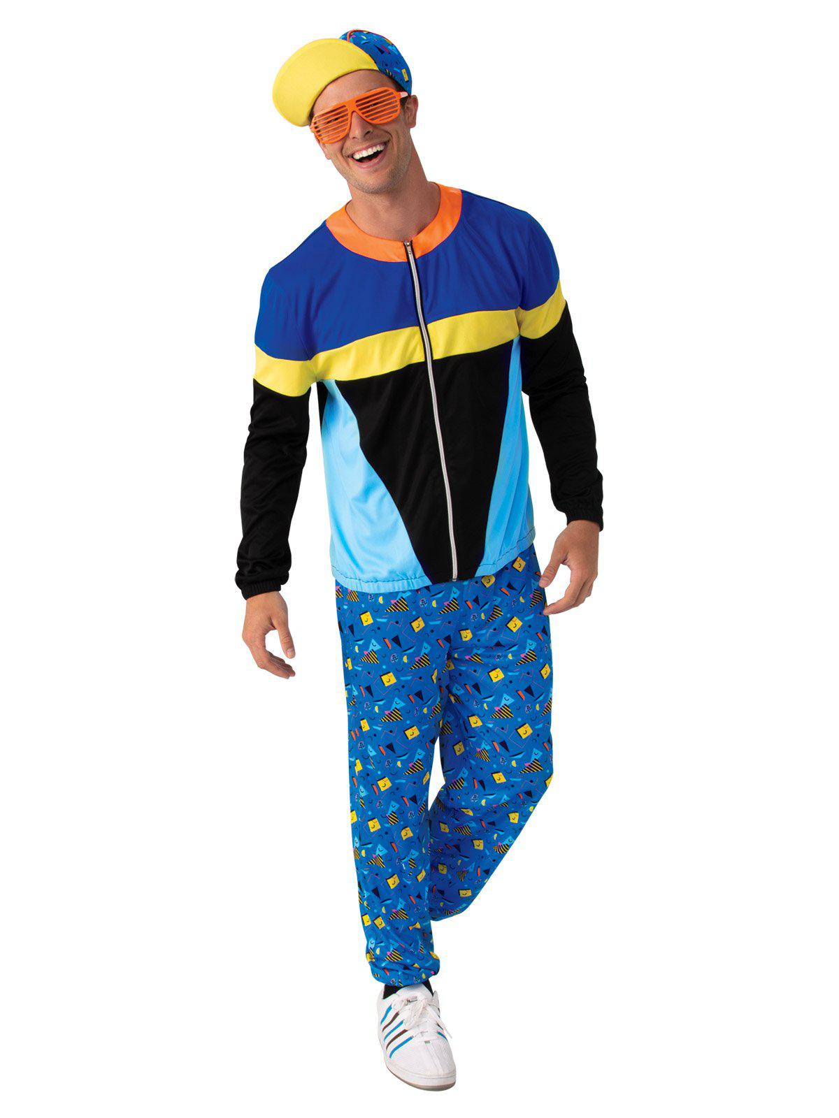 Colorful 90s Retro Tracksuit Costume Set for adults, perfect for themed parties and events.