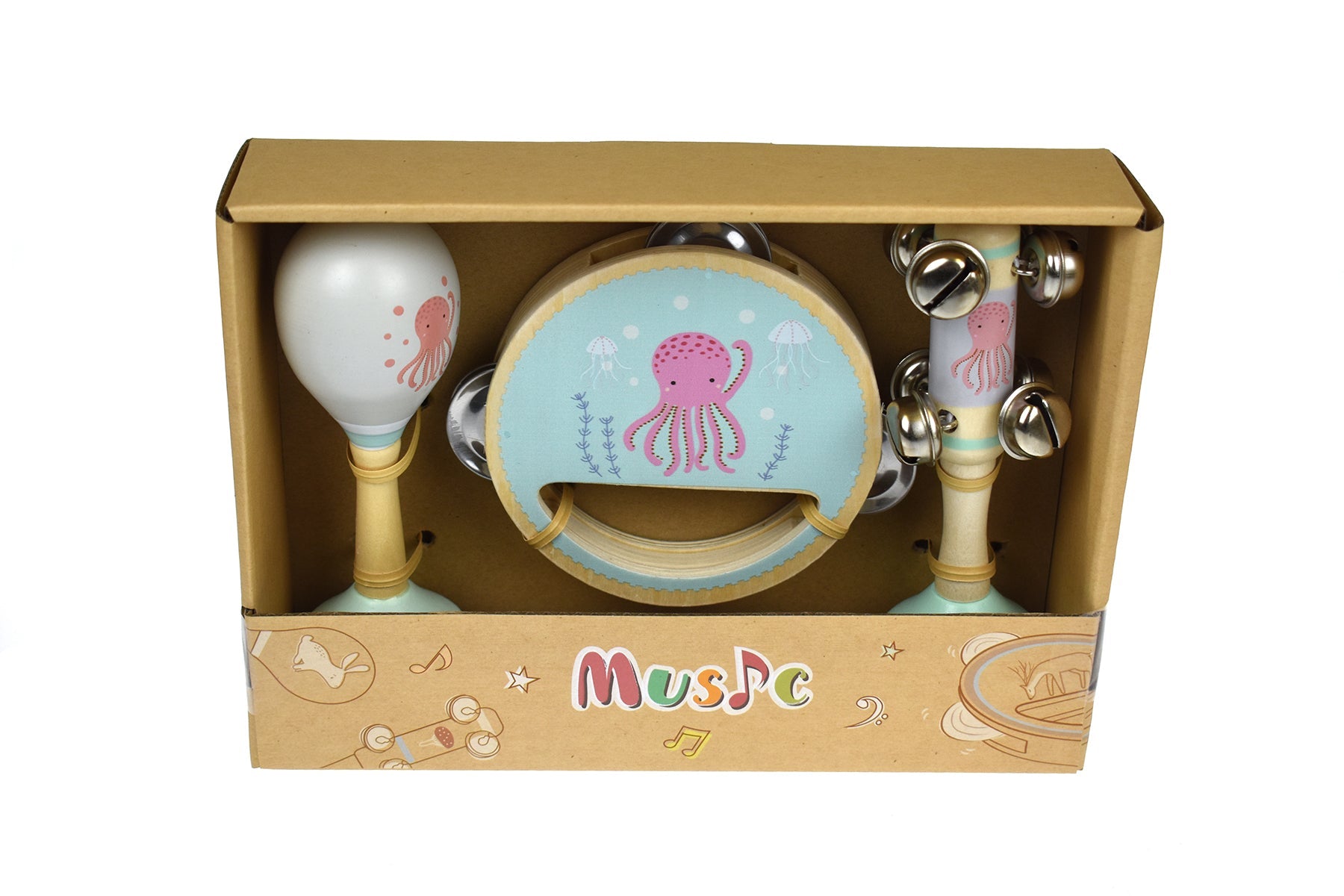 Octopus Wooden 3Pcs Music Set - Kids Mega Mart