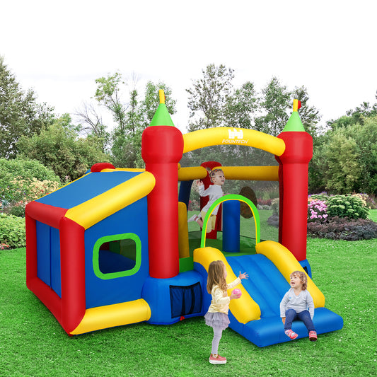 7-in-1 Kids Inflatable Bounce House with Blower and Balls for endless fun at home.