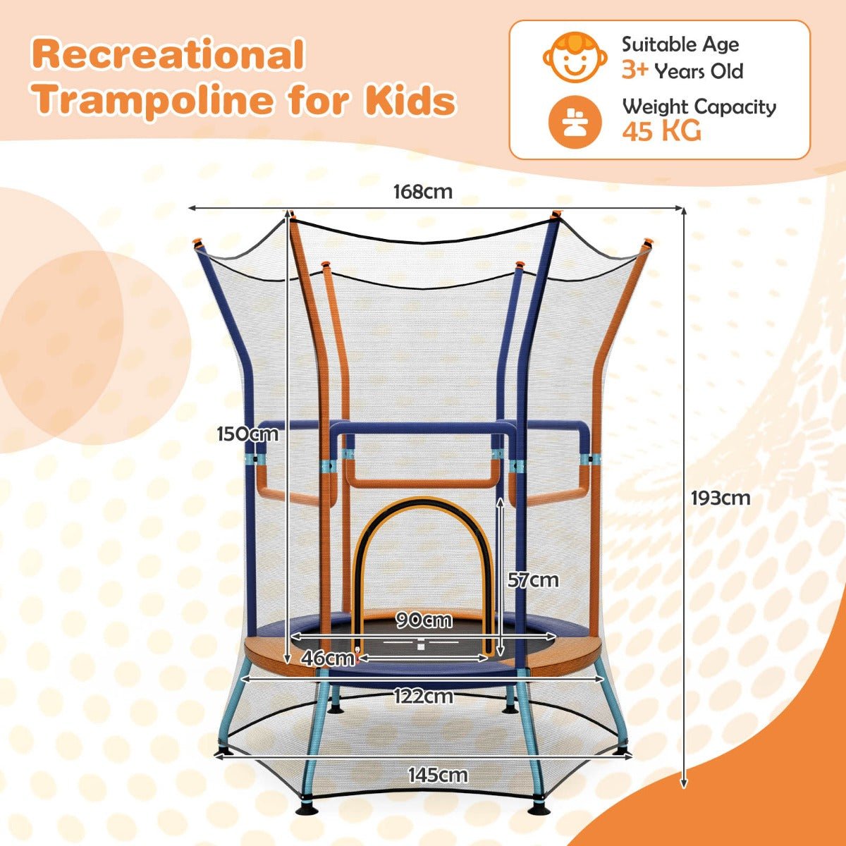 Mini Trampoline with Safety Enclosure Net
