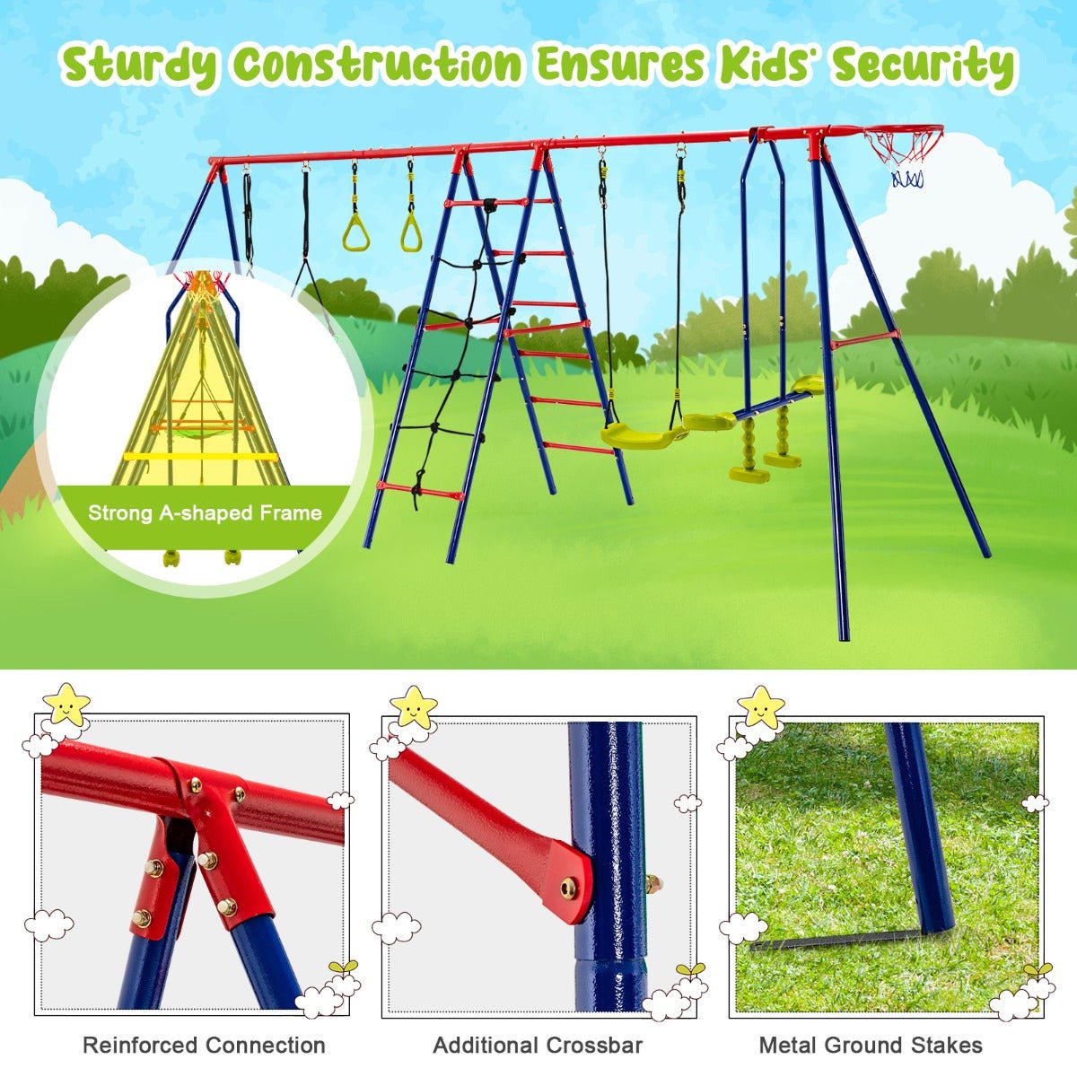 Outdoor Adventure Awaits: Swing Set with Climbing Ladder for Kids
