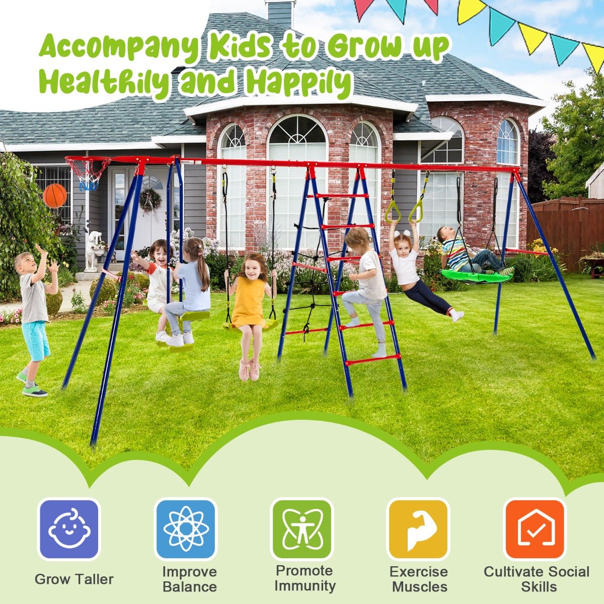 Kids Swing Set with Climbing Ladder: Active Outdoor Play for All