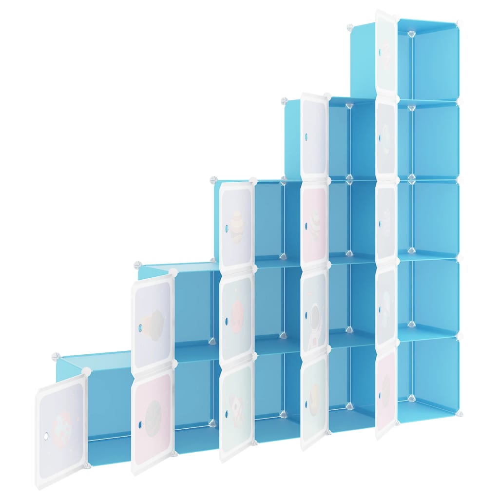 Outer Space Blue Cube Storage Cabinet with 15 Compartments - Kids Mega Mart