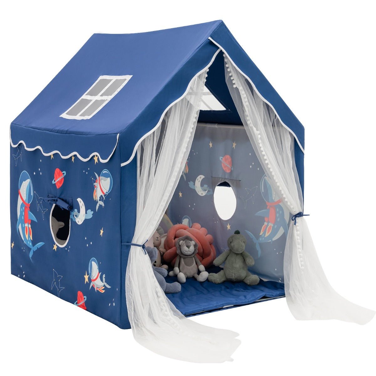 Large Blue Play Tent for Kids with Gauze Door Curtain: Inspiring Imaginations