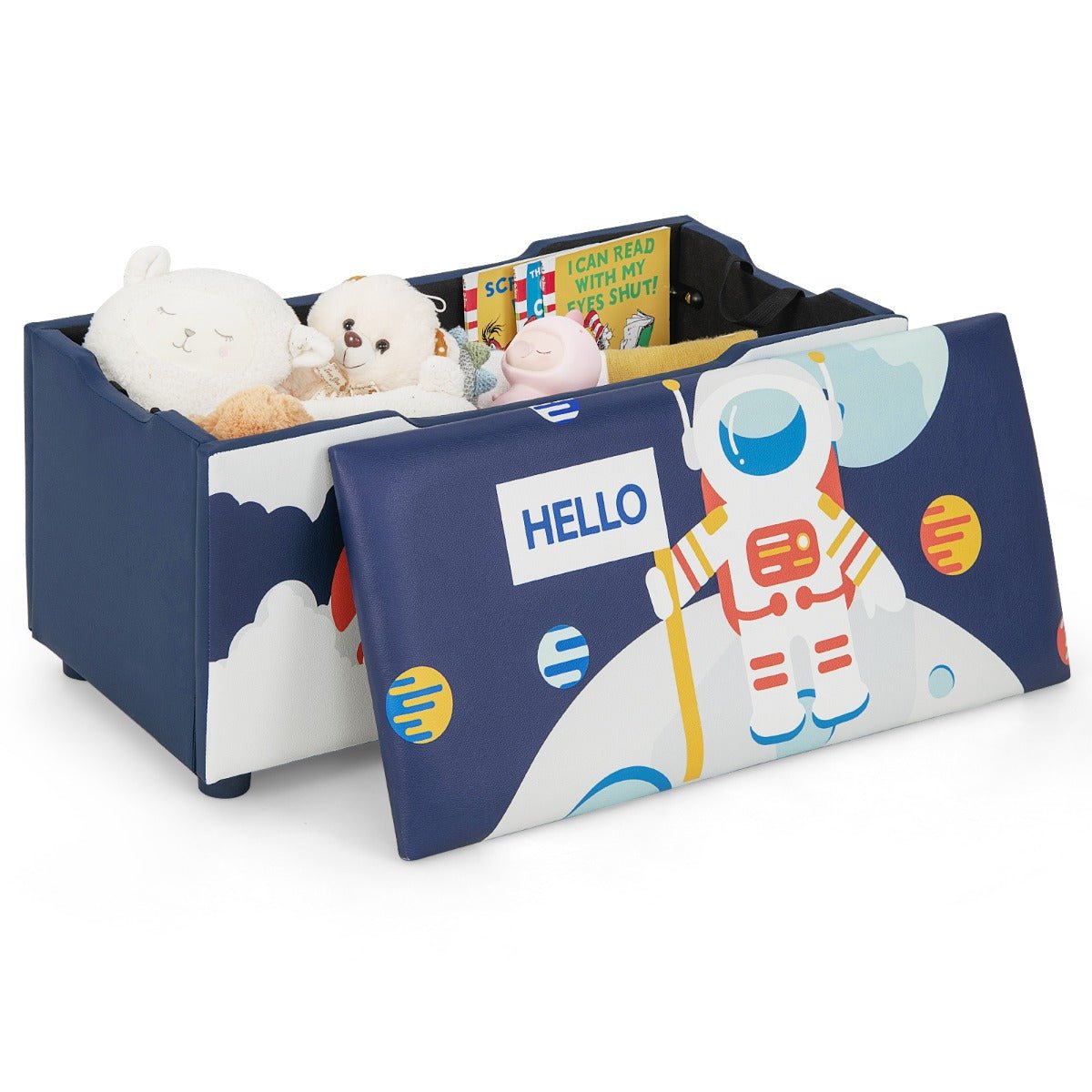 Kids Space Ottoman | Toy Storage and Bench with Soft Lid - Blue – Kids ...