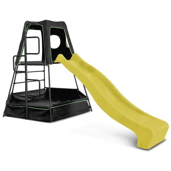 Pallas Play Tower Yellow Slide with Sand Pit - Outdoor Adventure