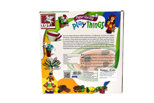 Colorful paper quilling craft kit for kids to create unique play items at home.