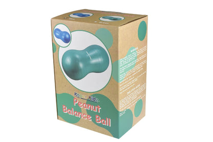 Green peanut balance ball for kids sensory play and home exercise routines.