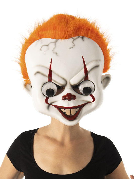 Pennywise Clown Mask with Googly Eyes for kids, inspired by Stephen Kings iconic character.