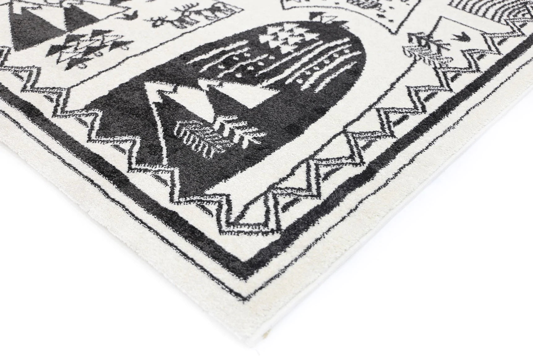 Petit Camping Adventures kid rug - black and white design for playful and cozy spaces