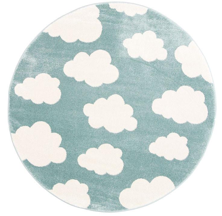 Petit Clouds Aqua and White Kid Rug | Soft, playful rug for kids room décor.