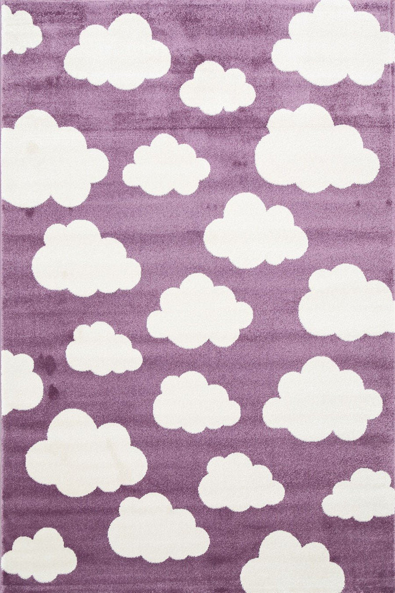 Petit Clouds Pink and White Kid Rug