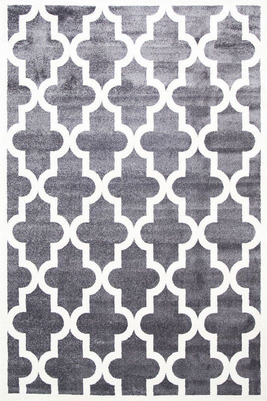 Petit lattice grey and white kids rug for playful and stylish room decor.