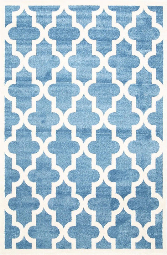 Blue and white lattice kids rug by Petit Piccolo, perfect for playrooms or bedroom decor.