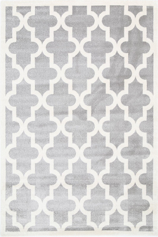 Petit Piccolo light grey and white lattice kids rug adds playful charm to childrens rooms.