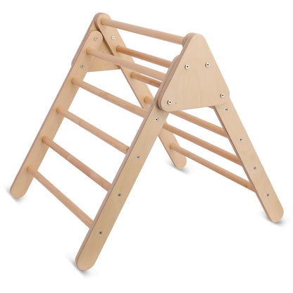 Wooden Pikler Triangle Climbing Frame for Kids, promoting motor skills and active play at home.