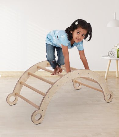 Pikler Wooden Climbing Arch for Toddlers | Sturdy, natural play structure for indoor active fun.