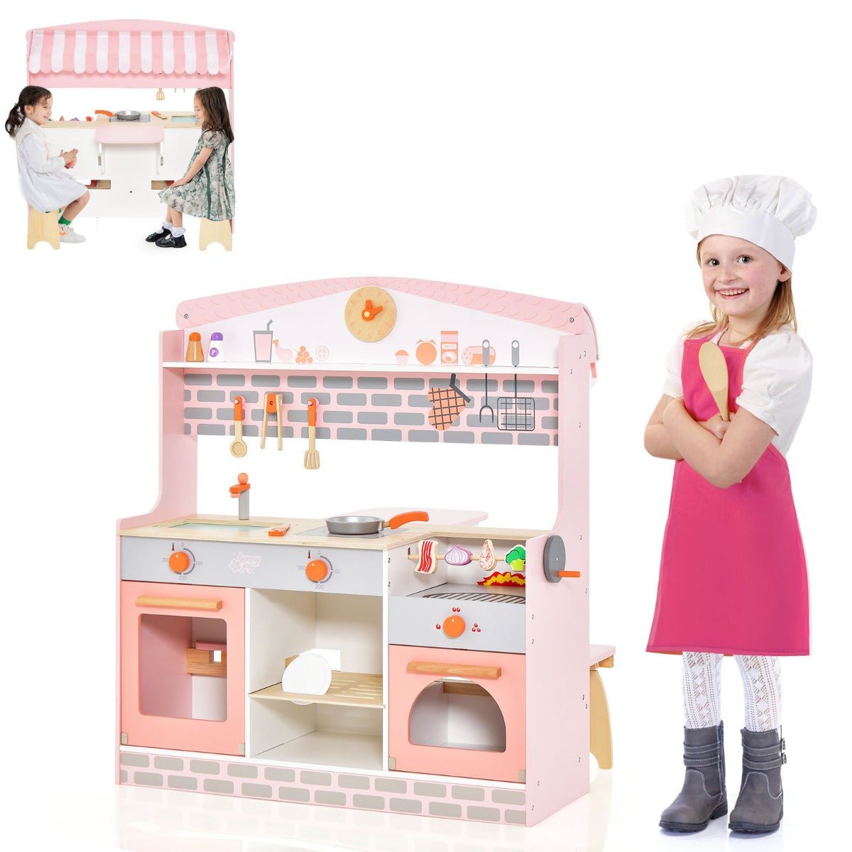 Dual Play Kitchen and BBQ Grill in Pink