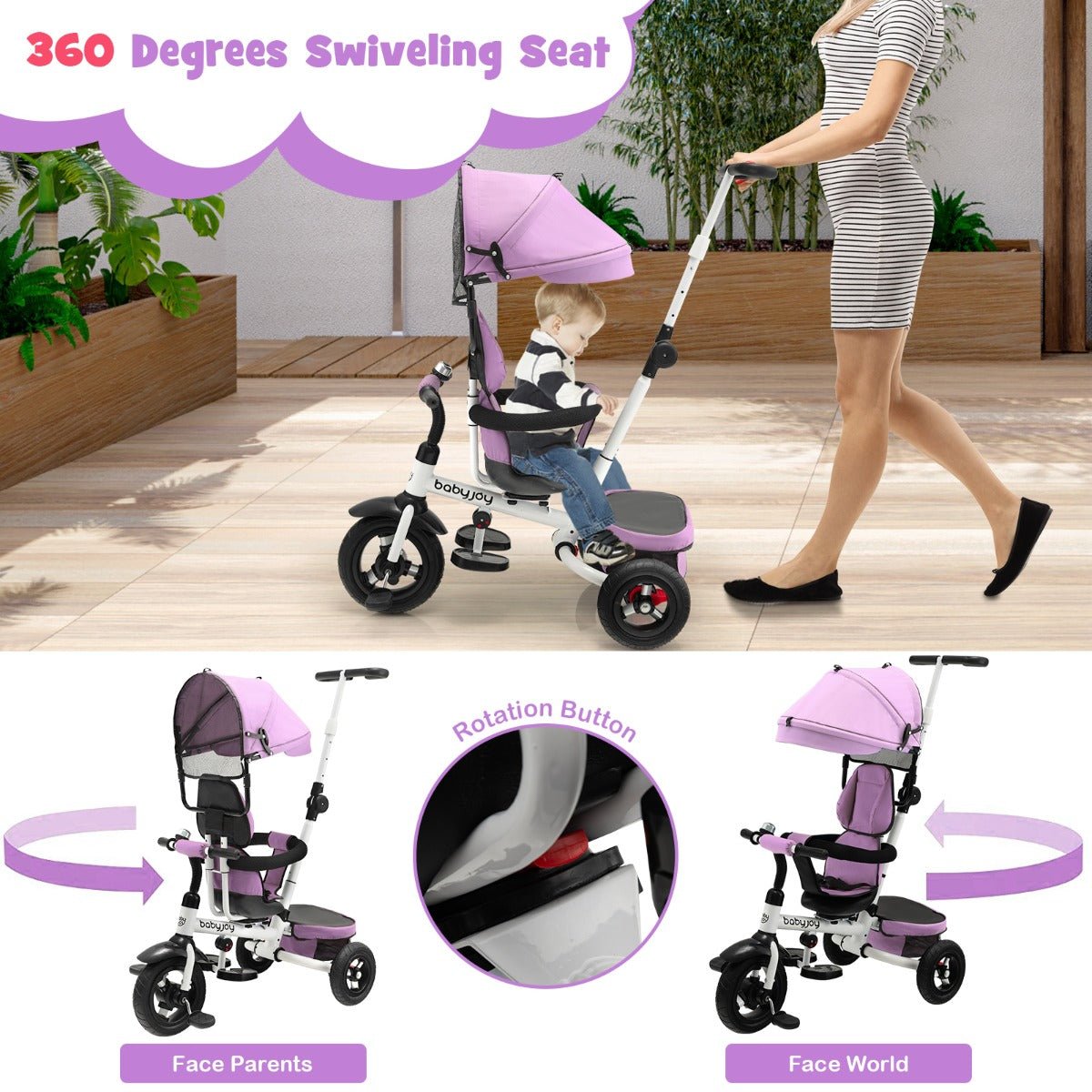 Pink Baby Stroller Tricycle - Comfort and Style from Kids Mega Mart