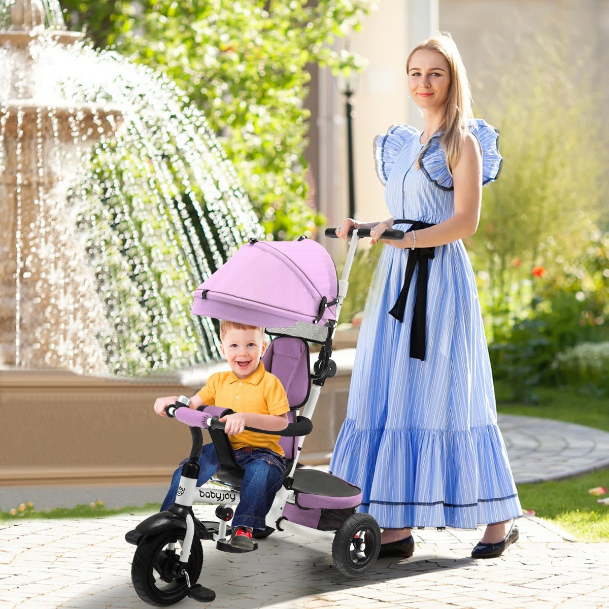 Explore Joyful Rides: Pink Baby Stroller Tricycle at Kids Mega Mart