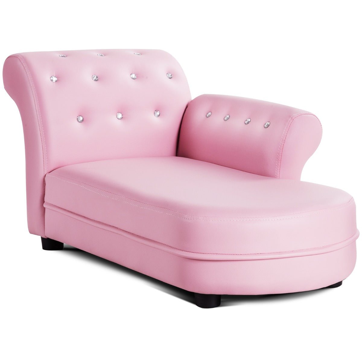 Kids Pink Sofa: Embellished with Crystals, PVC Leather - Divine Comfort