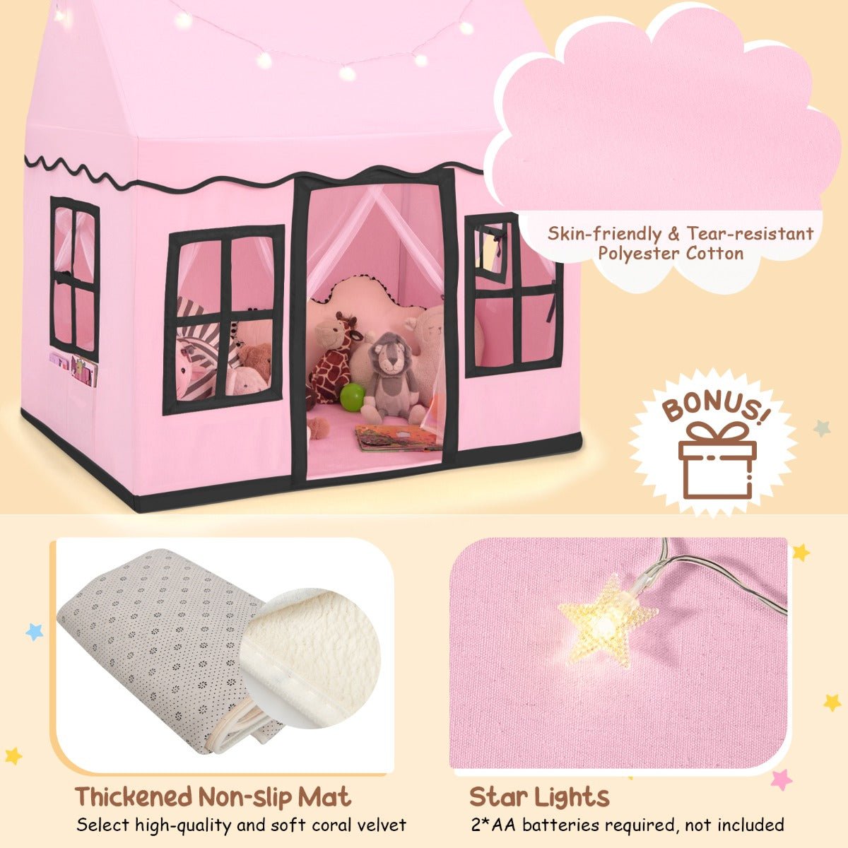 Imaginative Play Pink Starlit Tent
