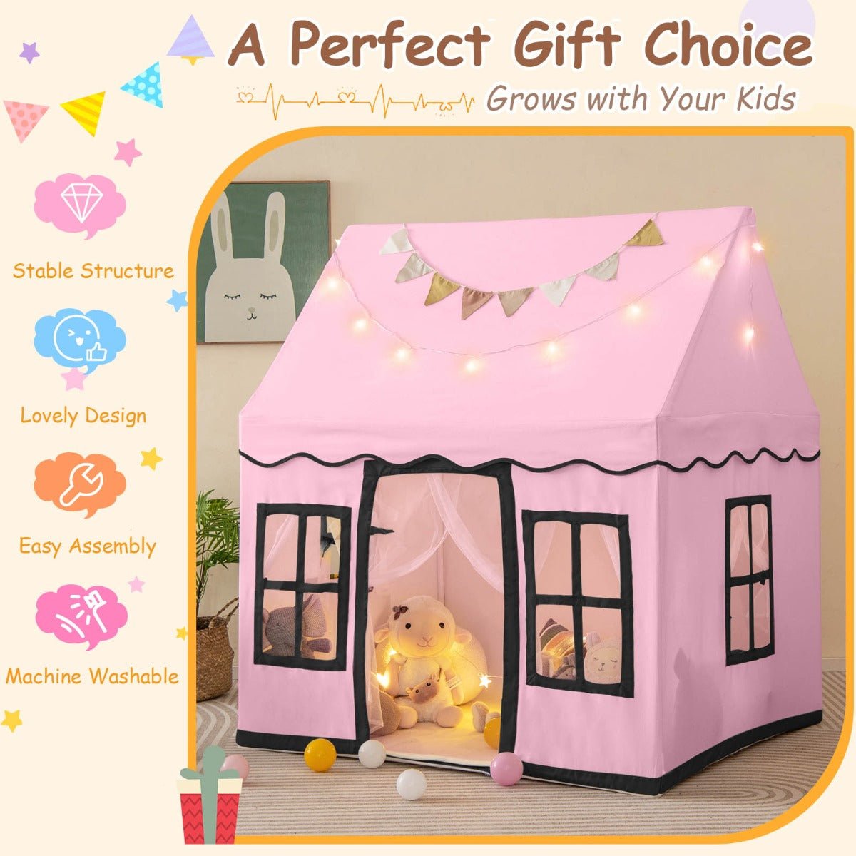 Pink Velvet Mat Play Tent