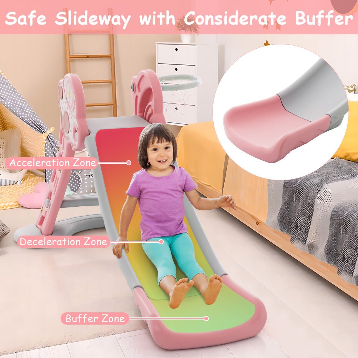 Sweet Pink Slide and Hoop for Kids