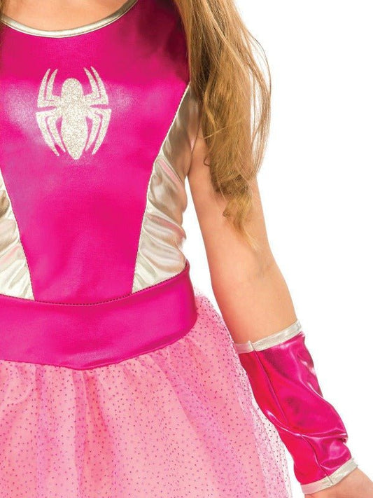 Marvel Pink Spider-Girl Tutu Costume Dress for Kids, ideal for fun dress-up play at home.