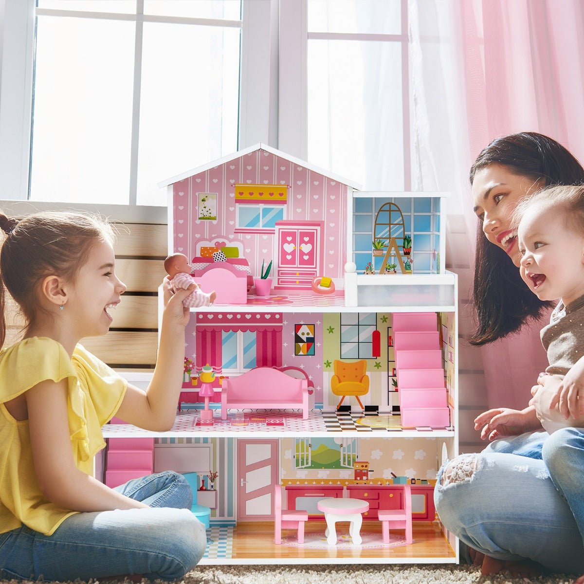 Buy the Best Pink Wooden Dollhouse