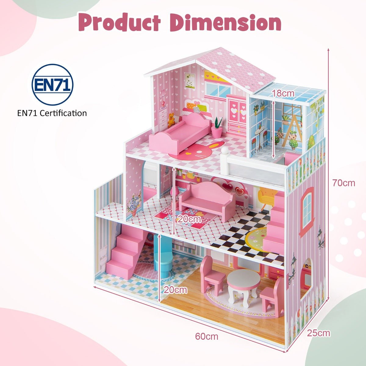 Quality and Fun: Pink Wooden Dollhouse