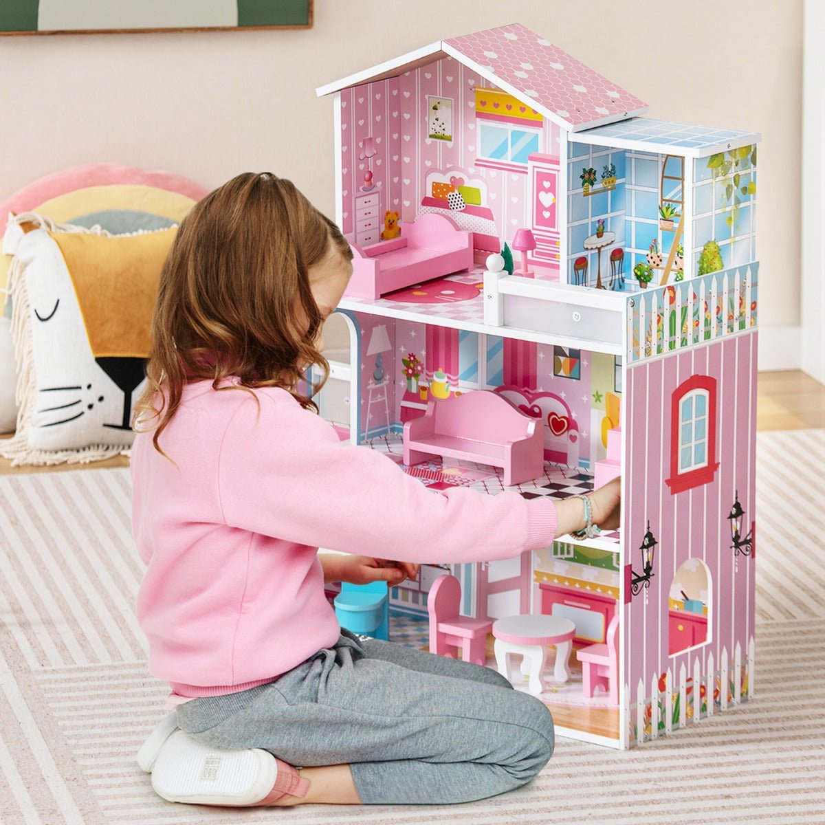 Pink Wooden Dollhouse: A World of Imagination