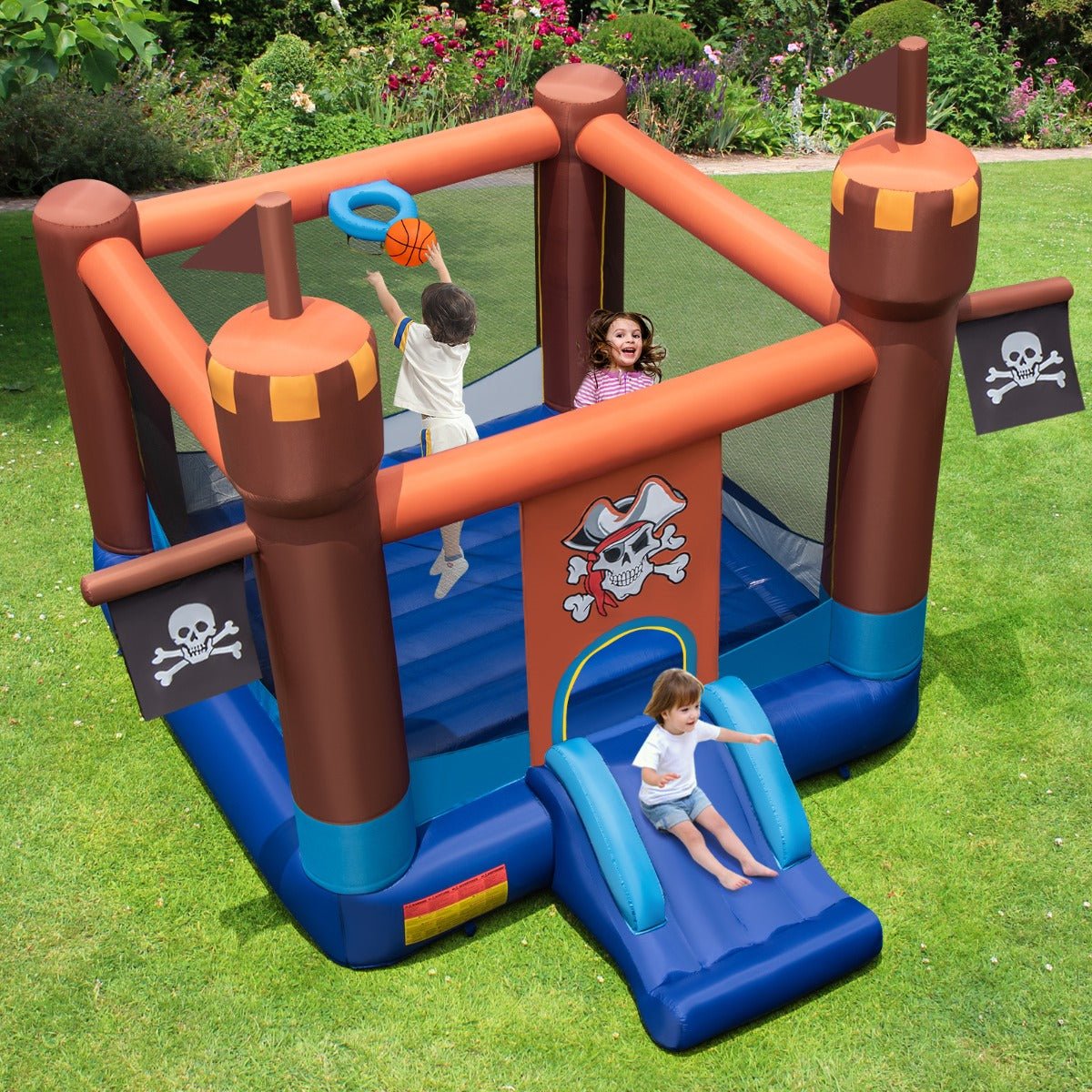 Kids Bounce House with Basketball Hoop - Outdoor Fun and Games
