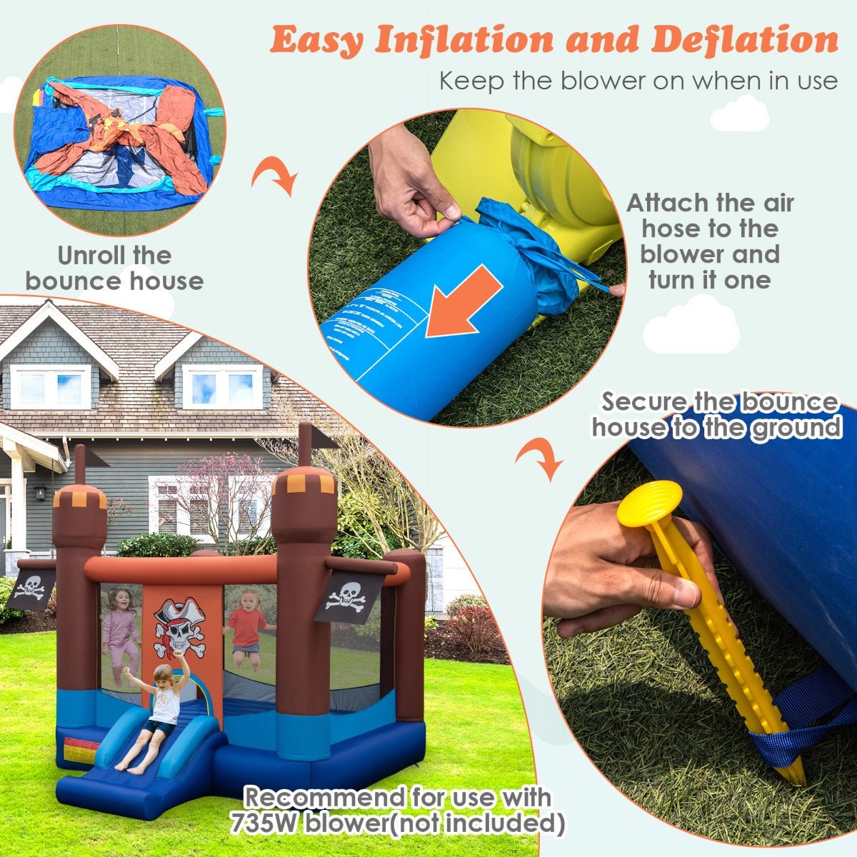 Kids Inflatable Bounce Castle - Active Outdoor Fun with Basketball