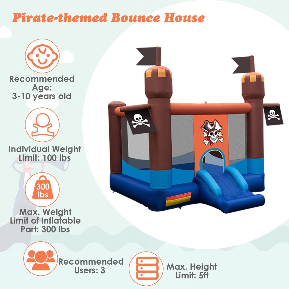 Children's Bouncer Castle - Bounce, Shoot Hoops, and Play Outside