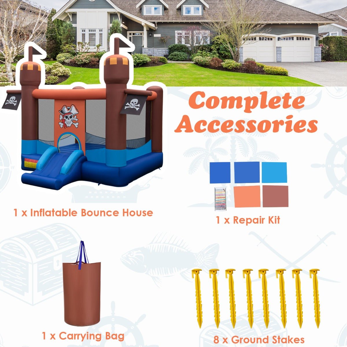 Inflatable Bounce House - Bounce Area and Basketball Hoop for Play